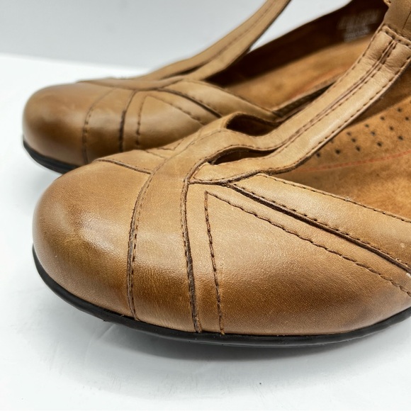 Rockport Women’s Size 8.5 Brynn Tan Leather T-Strap Heels Work Casual Date Comfy - Picture 2 of 8